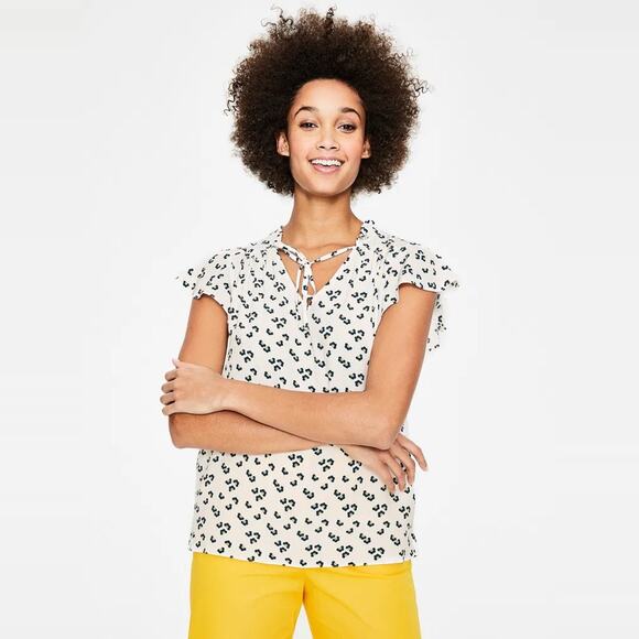 Boden Tops - Boden Angelica Top Womens sz UK 10 US 6 Ruffle Tie Neck Blouse